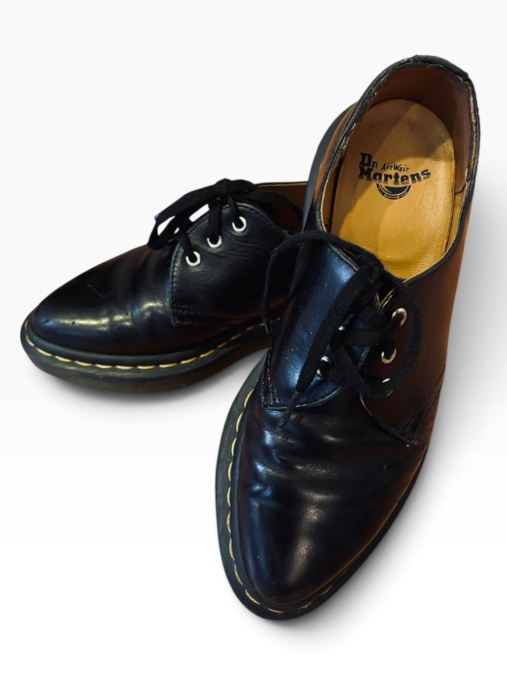 Dr Martens Dupree Black Leather Pointed Toe 3 Eye Derby Oxford Shoes Sz Womens 5